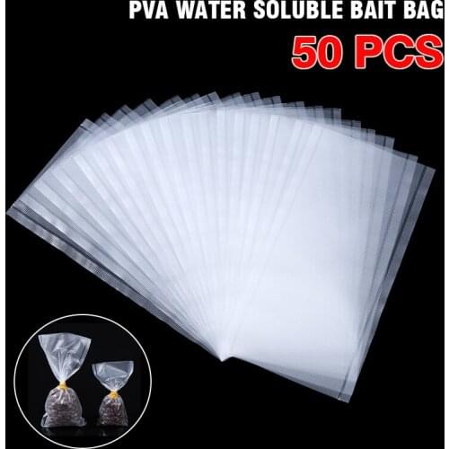 50Pcs Carp Fishing Bait PVA Bags Fast Dissolving Container Throwing Bags Non Residue Fast Dissolving All Types Feeder