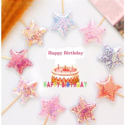 6Pcs/Lot Transparent Pvc Star DIY Cake For Birthday Insert Card Party Gifts And Kids Birthday Wedding Decor Wholesale