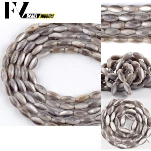 5*10mm Natural Shell Stone Beads Rice Grey Shape Loose Spacer Beads For Jewelry Making Diy Bracelet Necklace Accessories 15inch