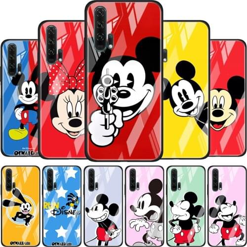 Disney Mickey Mouse Oswald for Honor 30 20 10 9X Pro Plus Lite 8X Huawei Y8P Y6P Y5P Y9 Y7 Y6 2019 Tempered Glass Phone Case