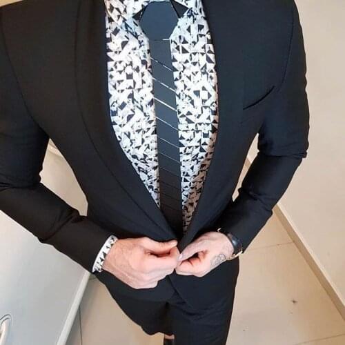 Black Stripe Plaid Acrylic Necktie Slim Fit Men Skinny Fashion Ties Wedding Groom Maid Accessory Birthday Gift Party Formal Suit