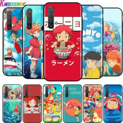 Cute Anime ponyo For OPPO Reno A 2 3 4 5 Z ACE Z/F/SE/Lite A92020 A11 10 X 5 PRO Plus Pro (4G/5G) Black Phone Case