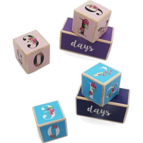 Wooden Baby Age Milestone Blocks, Set of 3 Blocks, Keepsake Baby Photo Prop for Social Media Sharing, New Parents Gifts