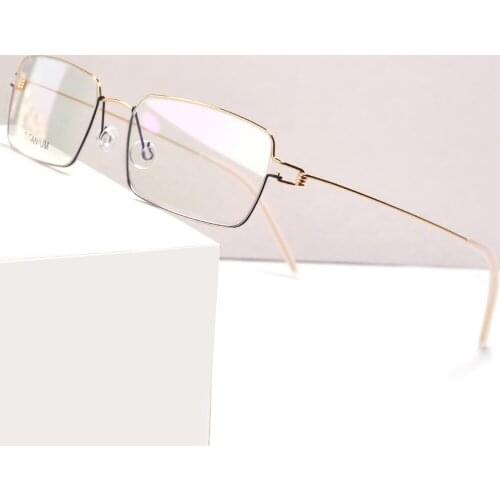 Denmark Designer Brand Titanium Screwless Square Eyeglasses Frame for Men Medical Aviation Hypoallergenic Super Light Eyewear