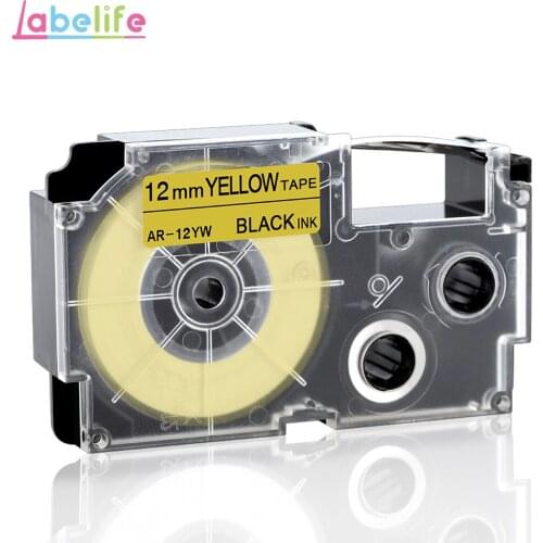 1PCS XR-12YW Compatible for Casio label tape XR12YW XR 12YW Black on Yellow 12mm for EZ Printers KL-60-L KL-60SR KL-170 KL-100