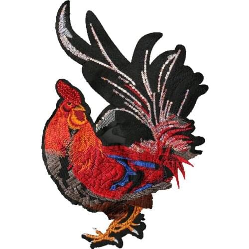 Cock Patch Sequined Patches Iron on Patches for Clothes stickers applique fabric applications for clothes sequin 2018 new 1pc