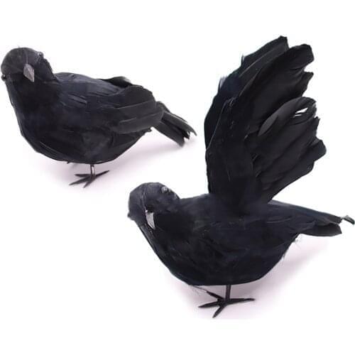 Fake Crow Model Artificial Bird Black Raven Party Decoration Realistic Lifelike Simulation Durable For Halloween Party Supplies