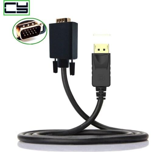 1.8m DisplayPort Male to VGA Male Adapter Converter Cable DP to VGA Audio Video Cord Wire Line for Computer Projector