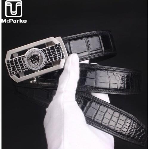 McParko Men Belt Genuine Leather Luxury Crocodile Leather Belt Men Fashion Designer Brand Mens Accessories Luxury Waist Belt New