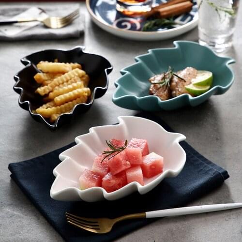 Creative European-style Leaf-shaped Ceramic Dish Irregular Small Dish Breakfast Western Dish Deep Dish Dish Dessert Dish Home