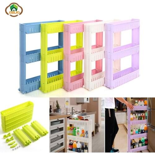 Msjo Kitchen Organizer Rack Multifunction Shelf Removable Wheels Crack Rack Bathr Seasoning Storage Rack Refrigerator Side Shelf