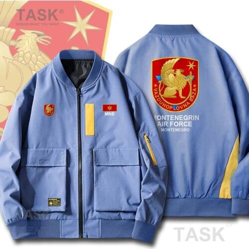 Military Army Jackets Air Force Montenegro MNE Crna Gora Montenegrin ME Black Mountain Zipper Jacket Casual Slim Fit Pilot Coat
