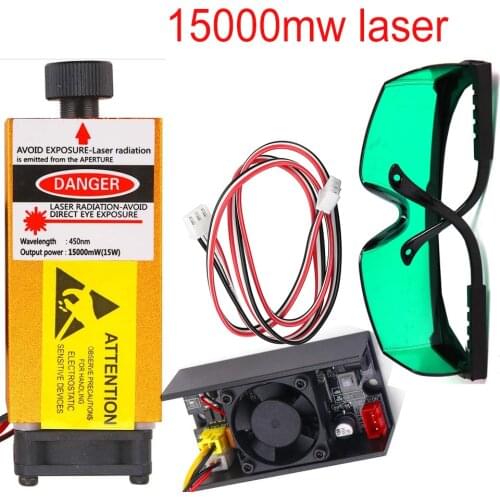 1000mw~15W Laser Module 450NM Blue Laser Head Engraving Cutting Laser Kit Laser Tube Free Goggles For 2/3 Axis Laser Machine