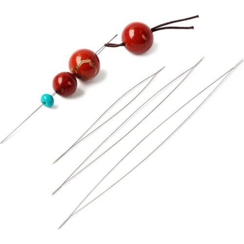 LMDZ Stainless Steel Big Eye Curved Beading Needles Easy Jewelry Making Tools for Beads and Pearls Thread String Cord 5 Sizes