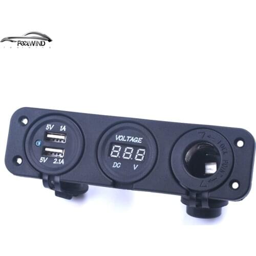 Nesest 12V Dual Car Cigarette Lighter Socket USB Adapter Charger + Digital Voltmeter