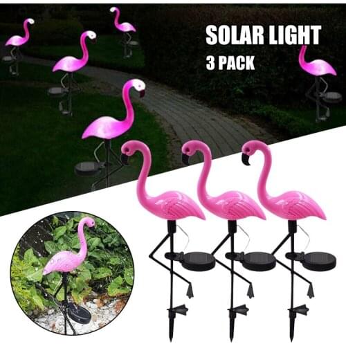 Newly Solar Flamingo Light Garden One for Three Outdoor Garden Ground Plug Decorative Induction Light