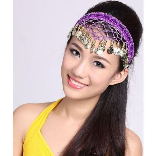 Womens Belly dancing headwear accessories five lotus metal chain head hairpin indian belly dance hair bands