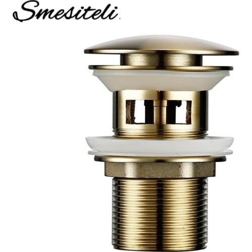 Smesiteli Bath Bathrrom Accessories Brushed Gold Matt Waste Pipe Drainage System With Overflow Bathroom Hotel Stopper Dispenser