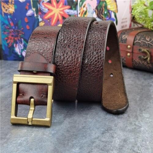 Luxury Super Thick Men Belt Genuine Leather Designer Belt Retro Men Leather Belt Ceinture Brass Belt Buckle Mens Belt MBT0128