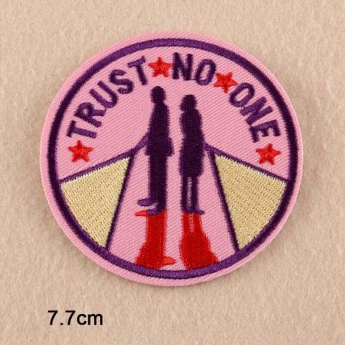 Pink Trust No One Punk Iron On Patch Embroidered Clothes Patch For Clothing Girl Clothes Stickers Garment Apparel Accessor