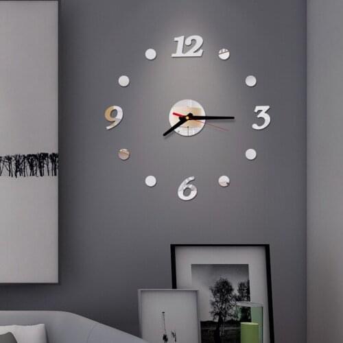 Modern Design Mini DIY wall clock watch clocks 3D acrylic mirror stickers Living Room Office Decor Quartz Needle Europe horloge
