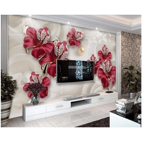 3d wallpaper cloth custom photo Fine jewelry and flower TV background home improvement 3d wall murals wallpaper for living room