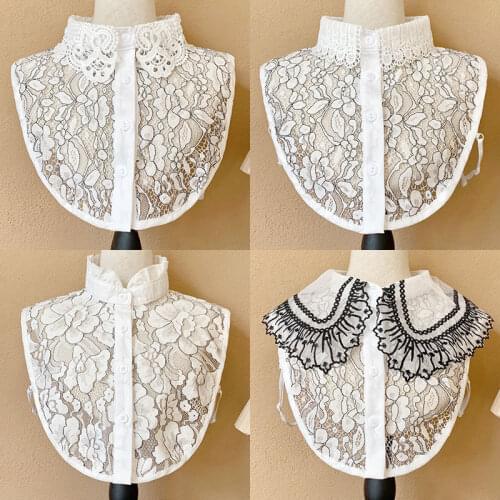 Embroidery False Collar for Women Suits Fake Collar Shirts Tops Decorative Collar Floral Lace Collar Neckwear Clothes Decor