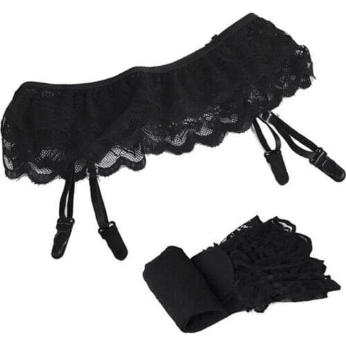 Womens Garters Underwear Plus Size Lace Garter Suspenders Transparent Adjustable Double Breasted Waist Belt For Stockings #W3