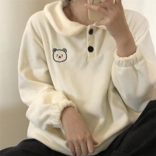 Female Kawaii Cute Loose Bear Ins Sweatshirt Womens Sweatshirts Fashion Top Japanese Harajuku Ulzzang Korean Clothing for Women