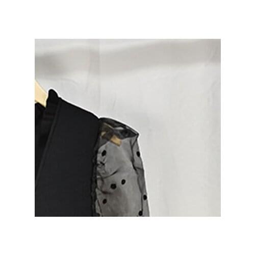 Women Dress 2020 Puff Sleeve Dot Printed V-Neck Belt Mini Dress