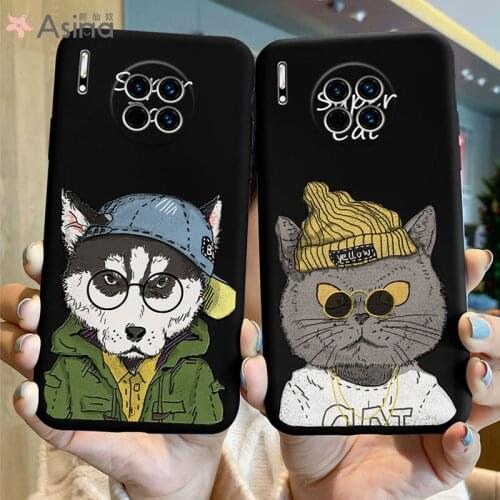 ASINA Liquid Silicone Case For Huawei Mate 40 30 20 10 Pro Couple Cartoon Cover Bumper For Huawei Honor 10 20 8x 9x 9a Dog Cat