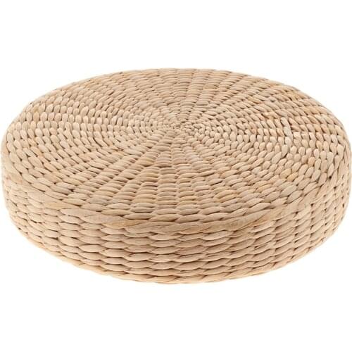 1PC Floor Pillow Natural Straw Round Pouf Tatami Cushion Weave Handmade Pillow Floor Japanese Style Cushion Eco-Friendly Cushion