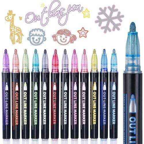 12 Colors Set Pens Art Supplies Markers for Stationery School Drawing Paintbrush Writing Liquid Pen DIY WeddingChristmas Gift