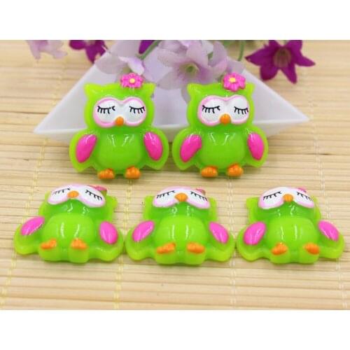 30pcs/lot flat back resin owls with flowers DIY resin cabochons accessories about 25mm