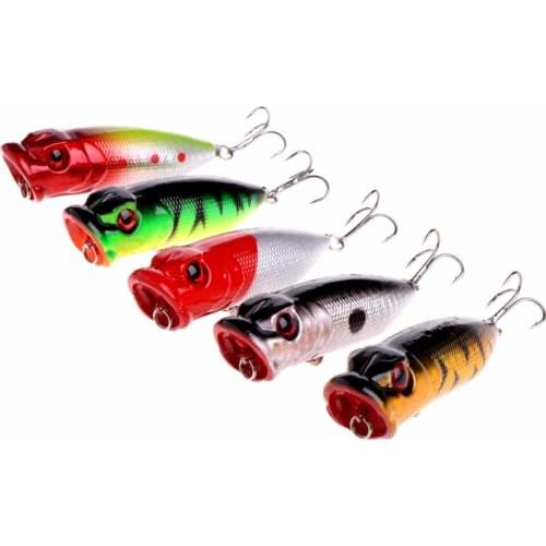 5pcs 13g 6.5cm Fishing Topwater Floating Popper Poper Lure Hooks Bait Crankbait