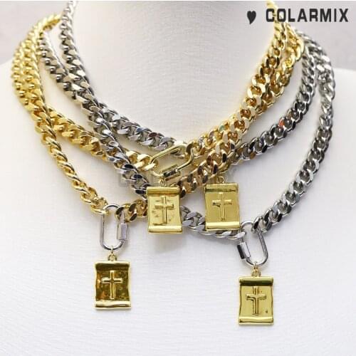 6 Strand Punk Big chunky necklace Cross charms Thick Twisted wide neckalce gift jewelry necklace Hip Pop necklace chocker9686