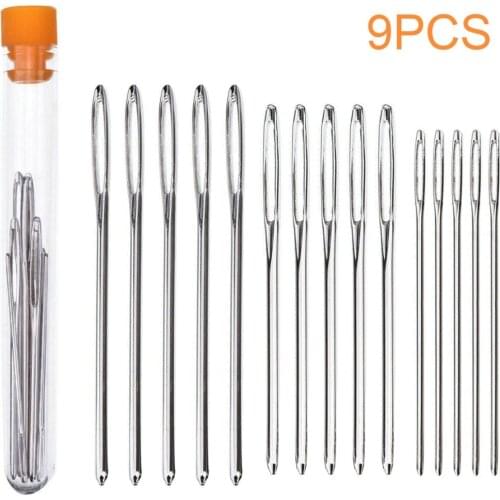 9PCS Blunt Needles Embroidery Cross Stitch Needles Steel Large-eye Yarn Knitting Weaving Sewing Needle DIY Hand Crochet Hook
