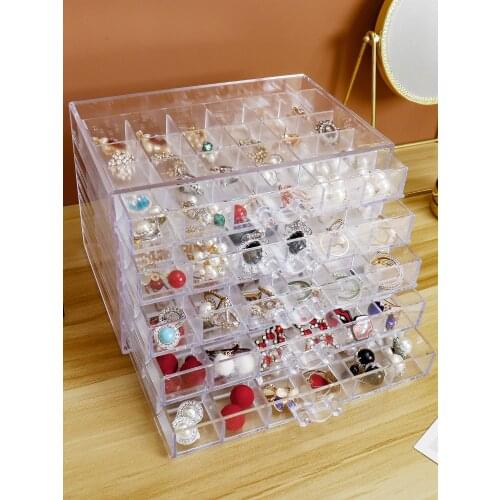 1Pcs Acrylic Earrings Jewelry Storage Box Ear Clips Induction Sorting Box, Multilayer Diamond Box Drawer Simple Jewelry Box
