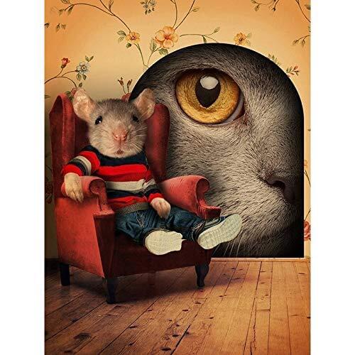 Full Square/Round Drill 5D DIY Diamond Painting "Mouse Cat" 3D Rhinestone Embroidery Cross Stitch 5D Home Decor Gift