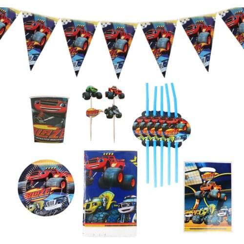 Blaze and the Monster Machines Birthday Party Set Decorations Paper Cup Straws Baby Shower Kids Boy Children Day Party Supplies