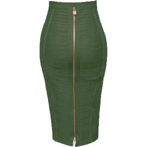Free Shipping Solid Nude XL XXL Summer Fashion Sexy Zipper Bandage Skirt 2021 Designer A Line Bodycon Pencil Skirt Faldas 58cm