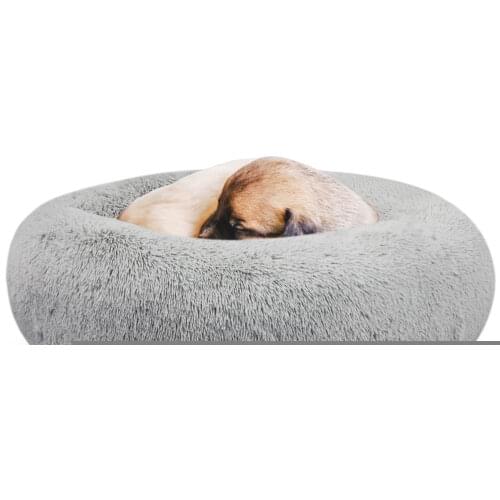 Large Dog Bed Warm Fleece Round Dog Kennel House Pet Mats Cat Soft Long Plush Basket Pet Products Cushion Cat Bed Cat Mat Bags
