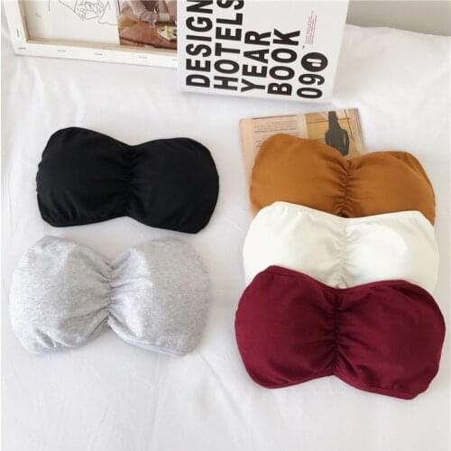 Strapless Bra Bandeau Tube Top Women Bra Removable Padded Top Stretchy Seamless Bandeau Bra Female Crop Top Spaghetti Strap
