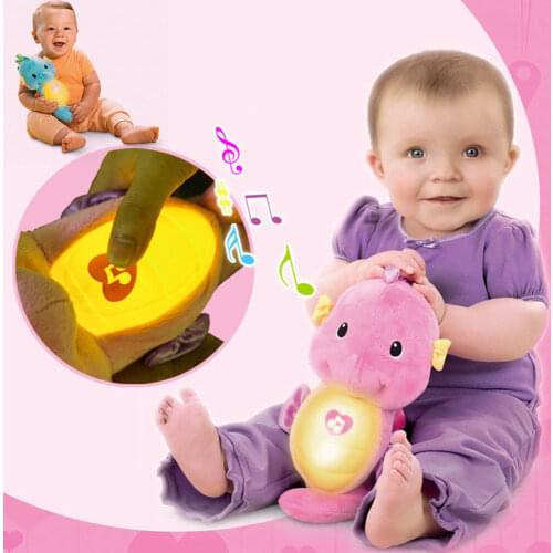 Cozfay Free Dropshipping Blue Pink Soothe & Glow Seahorse Stuffed Animal Toys Appease Seahorse Stuffed Animal Hippo for Babies