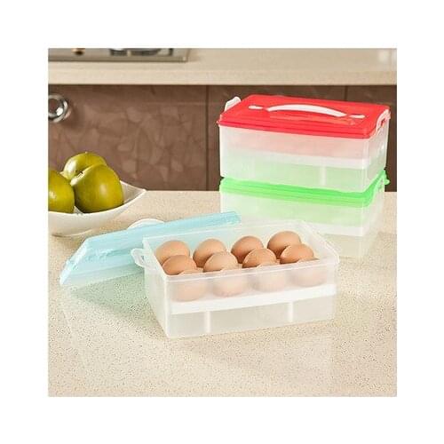24 Grid double layer Egg Storage Box Food Container Keep Eggs Fresh Crisper Kitchen Organizers