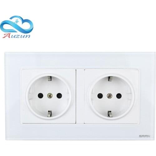 European bi directional switch German wall socket toughened glass socket panel type 86 double use
