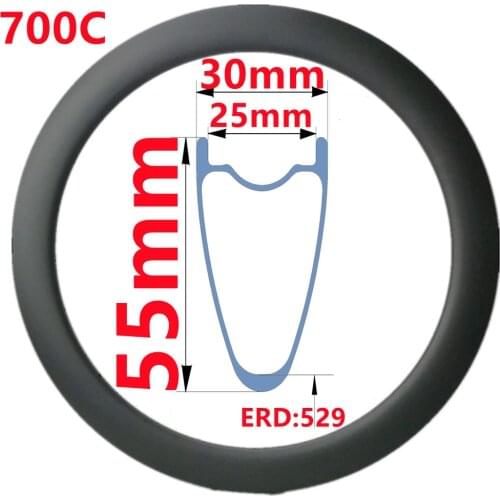 55mm Depth Road Bike Carbon Rim Tubeless/Hookless Road Bike Carbon Rim 30mm Wide Factory Sell Road Bike Carbon Rim