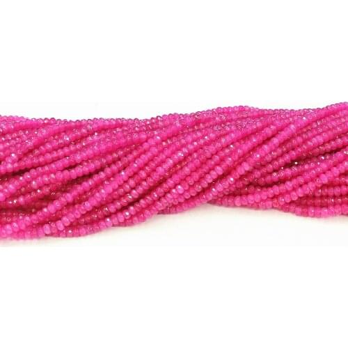 Hot Rose Red Stone Natural Chalcedony Jades 2x4mm Faceted Abacus Diy Jewelry Beads Accessories Spacers Findings 15" B562