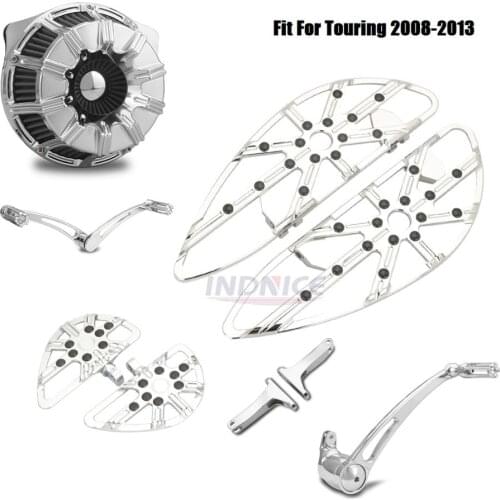 Chrome F+R Gauge Floorboards Footpeg Shifter Lever Brake Arm Air Cleaner filters Fit For harley 2008-2013 Electra glide Standard