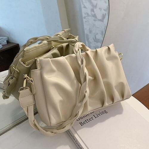 PU Leather Cloud Tote Bags For Women 2020 Solid Color Shoulder Messenger Bag Female Handbags and Purses Travel Totes